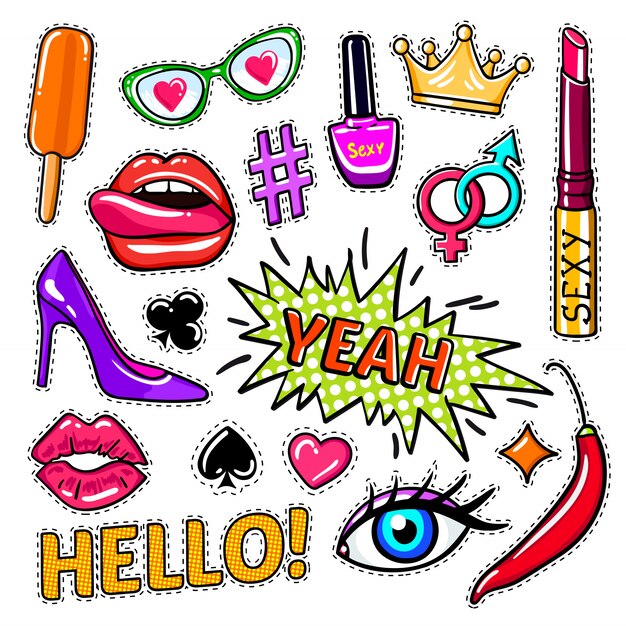 fashion pop art patches set