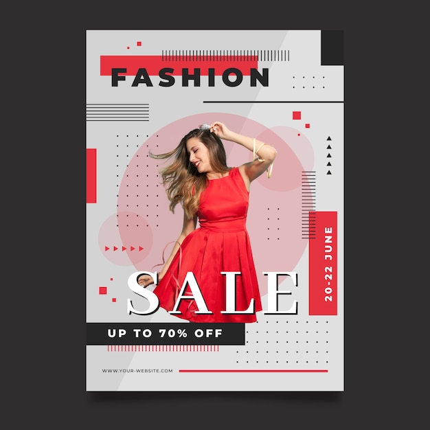 Free vector fashion poster template with photo