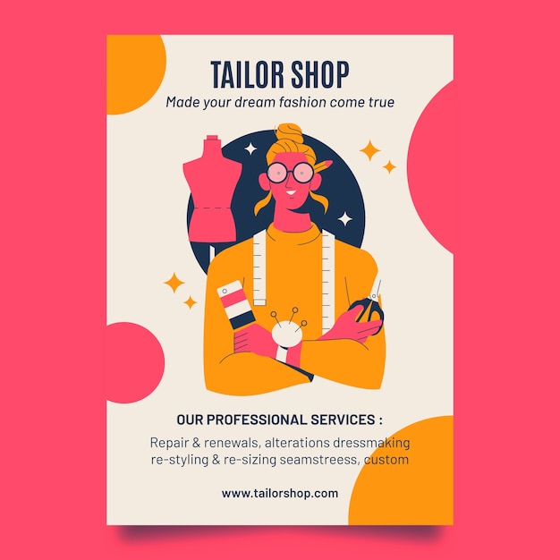 Free vector fashion repair service poster design