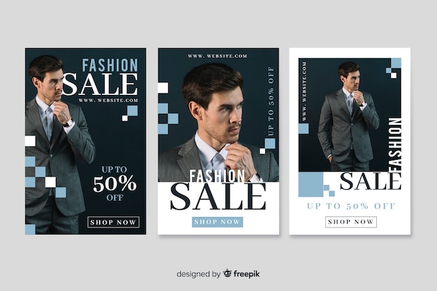 Free vector fashion sale banner with photo