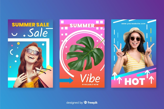 Free vector fashion sale banners with photo