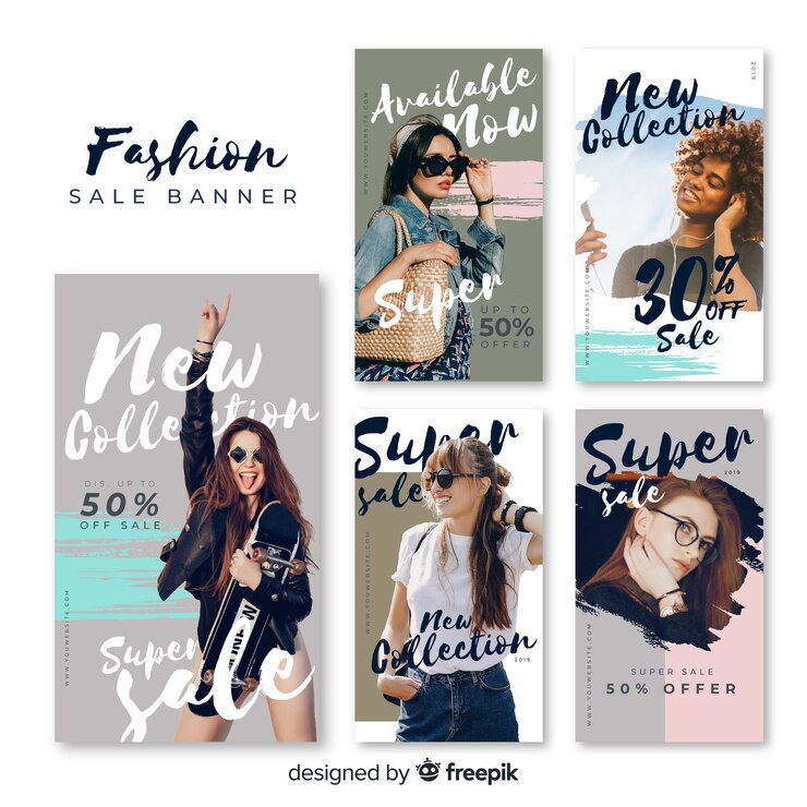 Free Vector fashion sale banners with photo