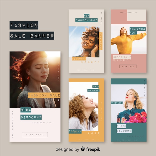 Free vector fashion sale banners with photo