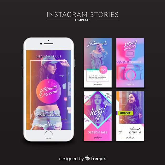 Free vector fashion sale instagram stories collection