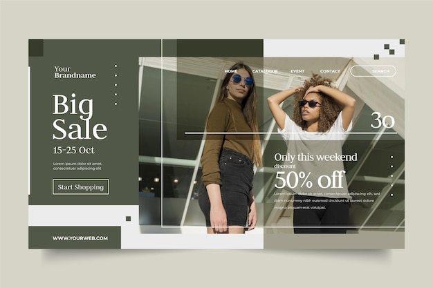 Free vector fashion sale landing page design