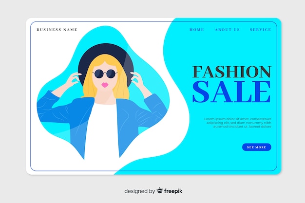 Free vector fashion sale landing page template