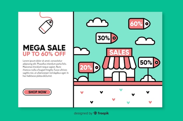 Free vector fashion sale landing page template