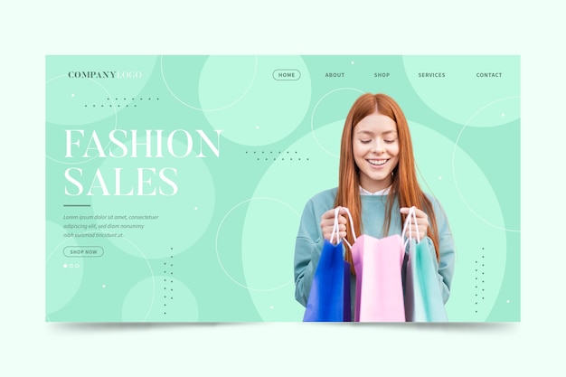 Free vector fashion sale landing page template