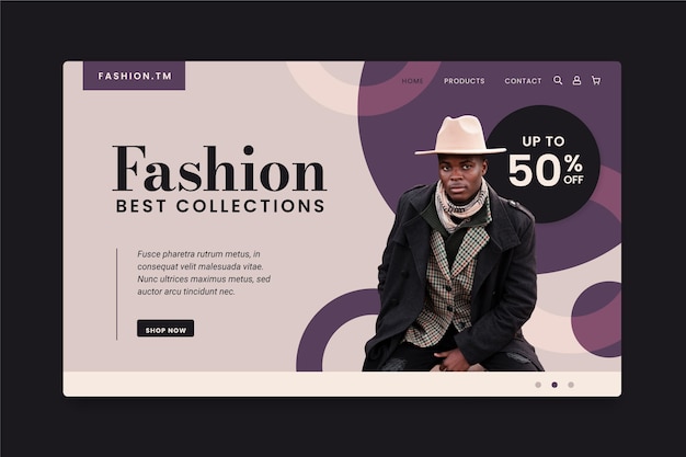 Бесплатное векторное изображение Шаблон целевой страницы продажи моды