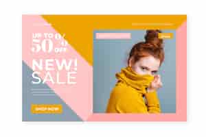 Free vector fashion sale landing page template