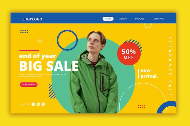 Free vector fashion sale landing page theme