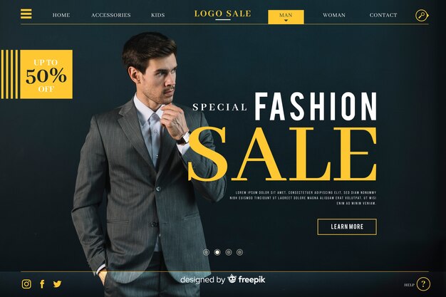 Fashion sale landing page with photo