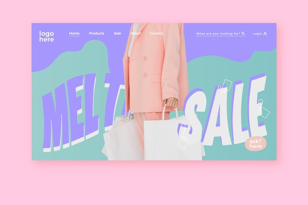 Vettore gratuito saldi moda - landing page