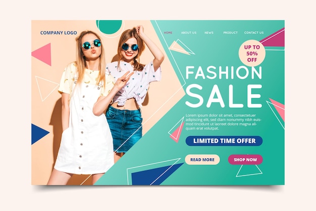 Vettore gratuito saldi moda - landing page