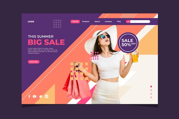 Free vector fashion sale landing page