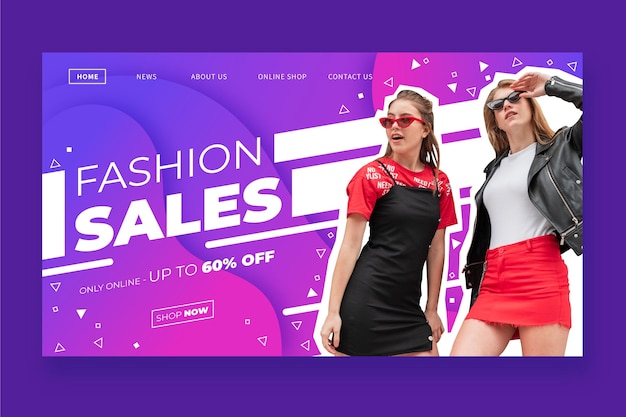 Бесплатное векторное изображение fashion sale - целевая страница