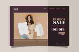 Vettore gratuito saldi moda - landing page