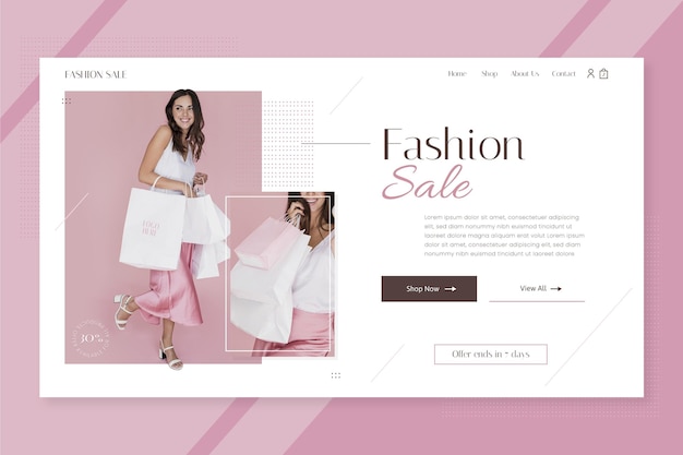 Vettore gratuito saldi moda - landing page