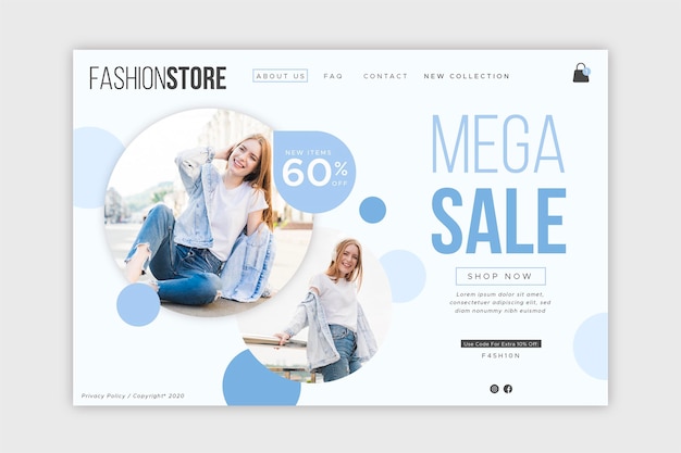 Free vector fashion sale - landing page