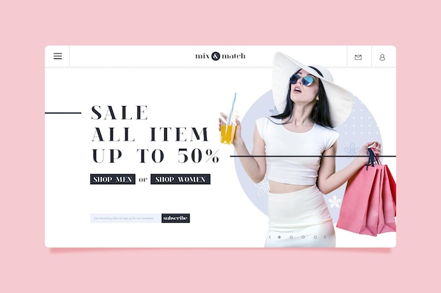 Vettore gratuito saldi moda - landing page