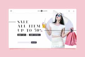 Бесплатное векторное изображение fashion sale - целевая страница