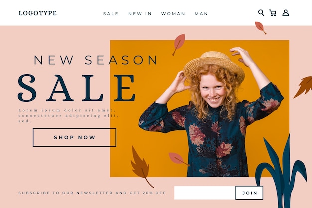 Vettore gratuito saldi moda - landing page