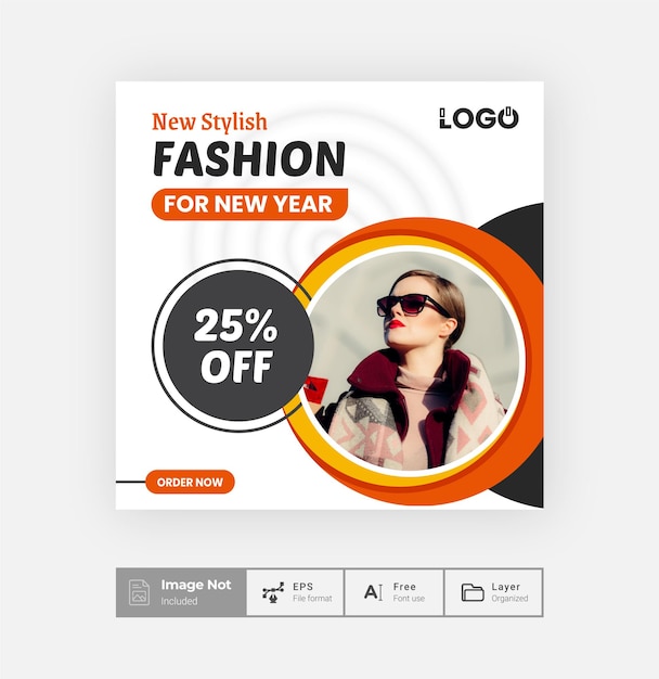 Fashion sale offer post design template creative product sale post colorful layout