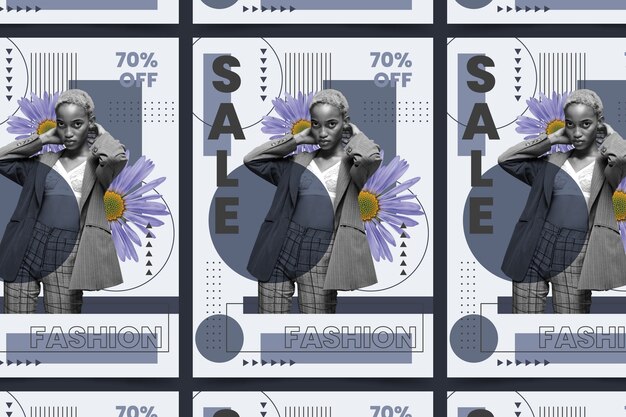 Fashion sale poster template with discount