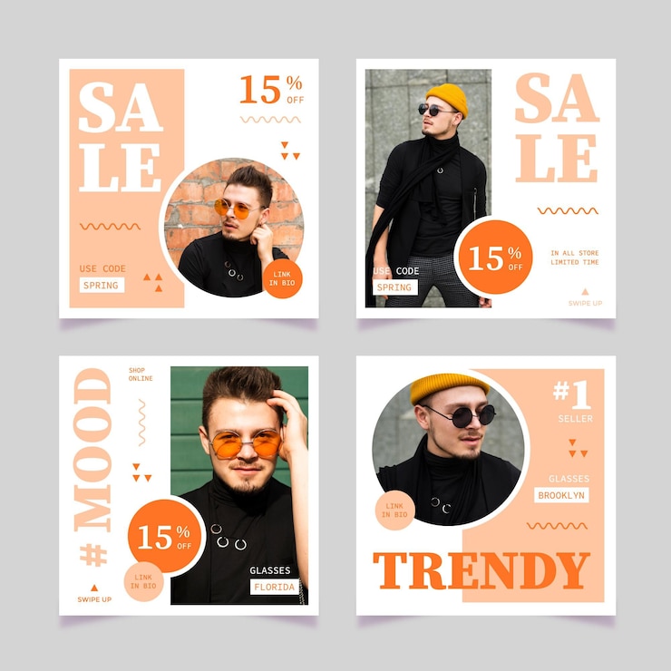 Free Vector fashion sale posts pack