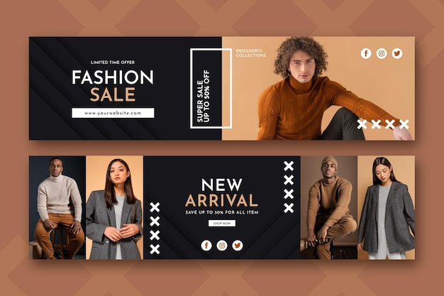 Free vector fashion sale with discount template