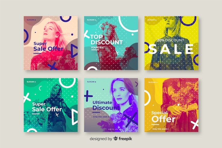 Free Vector fashion sales social media banner collectio