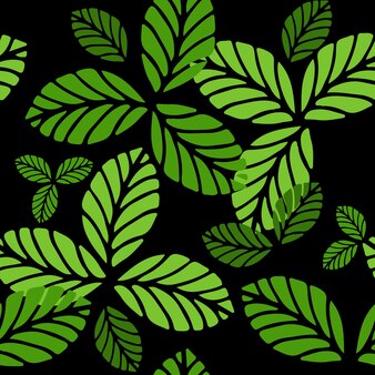 Fashion seamless vector pattern with green leaves