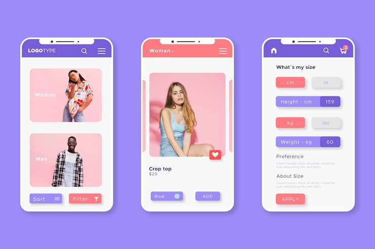 Free Vector fashion shopping app interface
