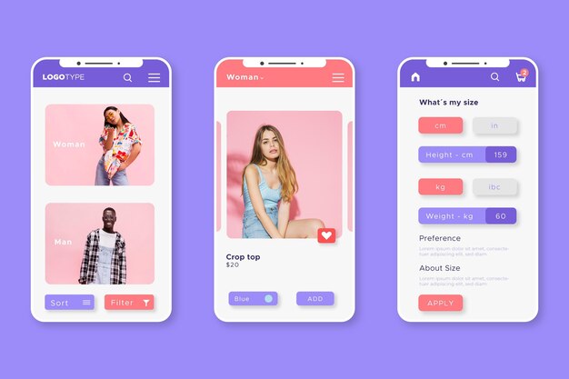 ファッションショッピングアプリのインターフェース