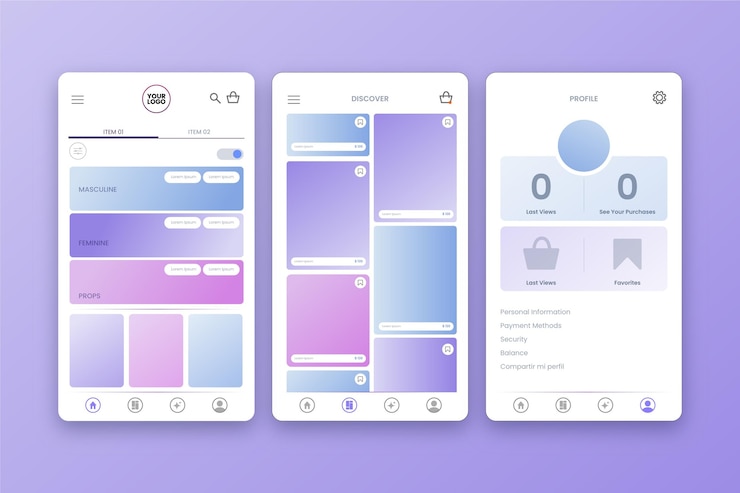 Free Vector fashion shopping app interface