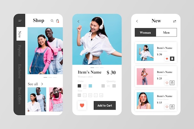 Free vector fashion shopping app pack template