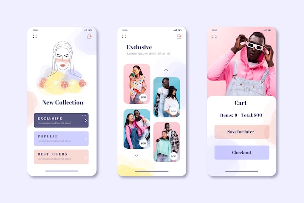 ファッションショッピングアプリの画面コレクション