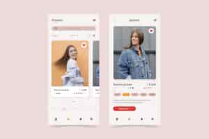 Free vector fashion shopping app screens