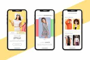 Free vector fashion shopping app set