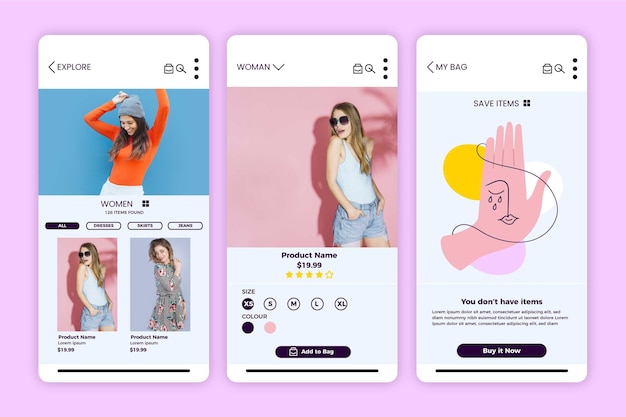 Fashion shopping app set