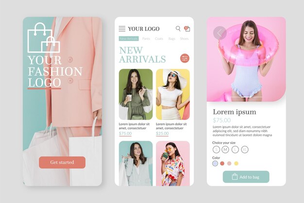 Fashion shopping app template with photos