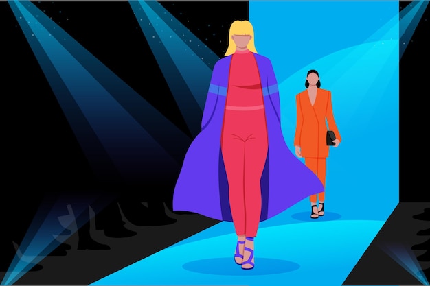 Free vector fashion show runway with women as models