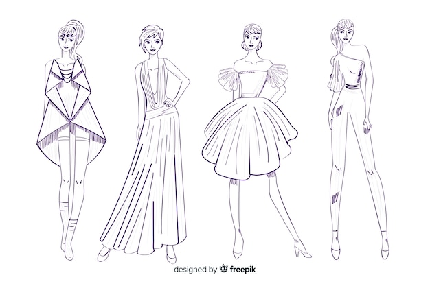 Fashion Sketch V2 Single Female Figure Drawing Front  Designers Nexus