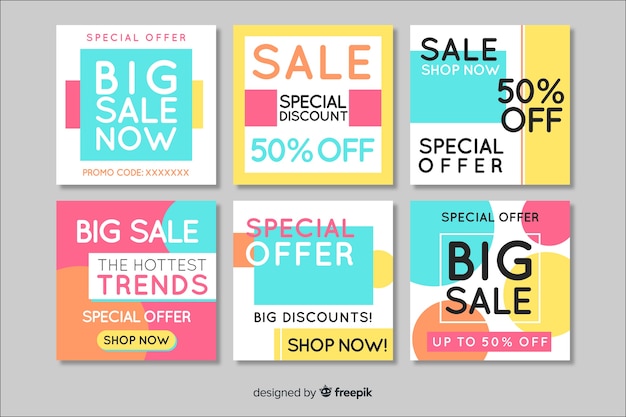 Fashion social media sales banners collection