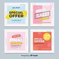 Free vector fashion social media sales banners collection