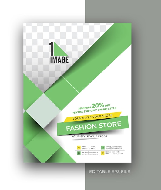 Бесплатное векторное изображение Магазин модной одежды a4 business brochure flyer design template