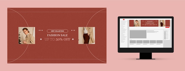 Vettore gratuito modello di canale youtube di moda e stile