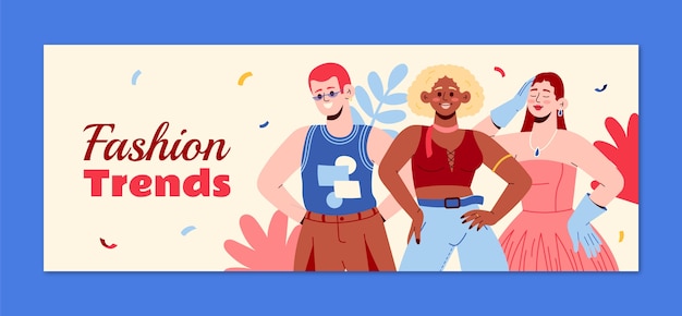 Free vector fashion trends facebook cover template