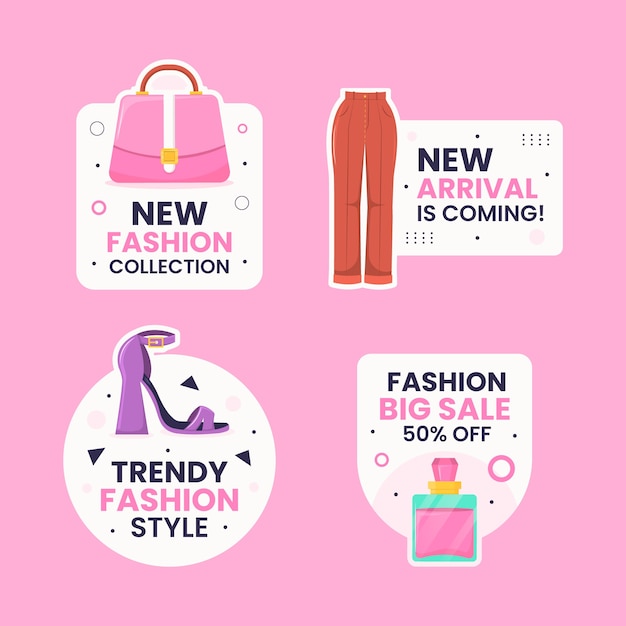 Free vector fashion trends labels  template