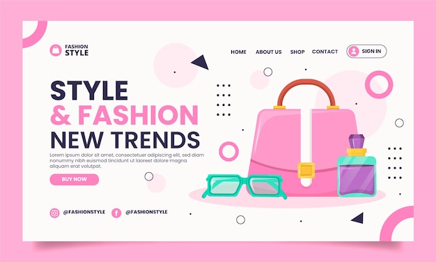 Vettore gratuito modello di pagina di destinazione per le tendenze della moda